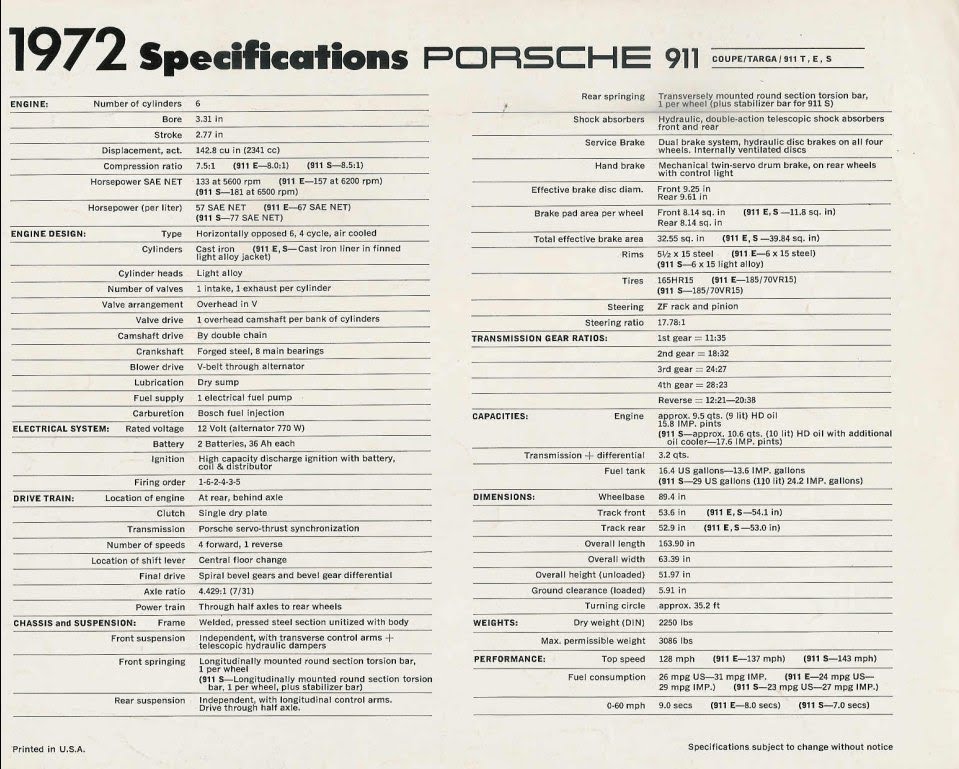 Porsche Literature 911 - 72